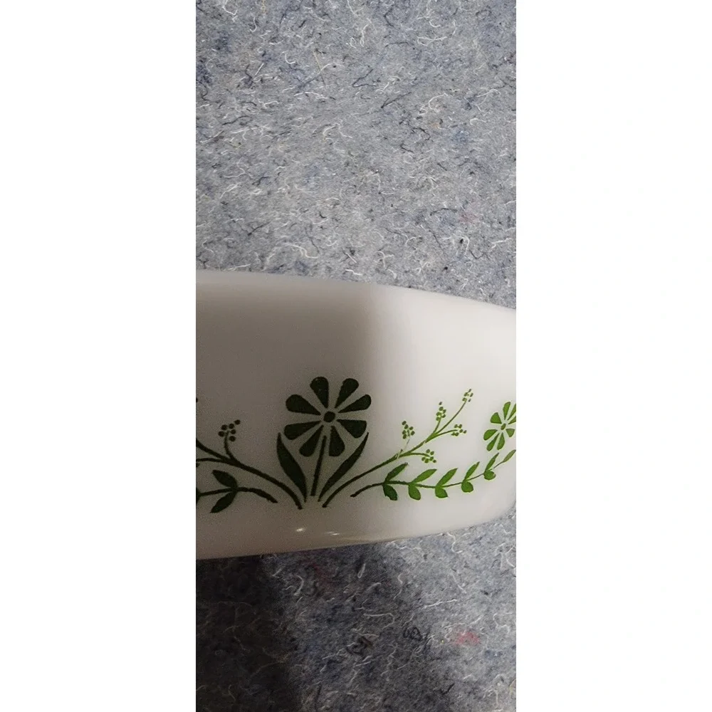 Glasbake Green Daisy‎ Divided Casserole Dish Oval Retro MCM J2352